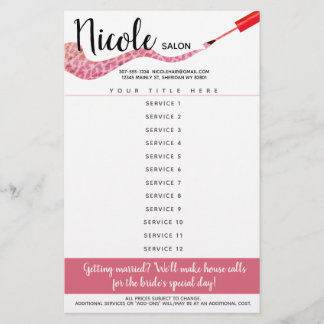 Preisliste für Nagelstudio Maniküre Pediküre Salon Flyer