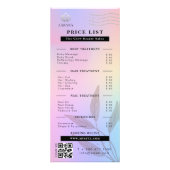 Preisliste für Östhetiker Rosa Holografisch Irides Werbekarte (Vorne)