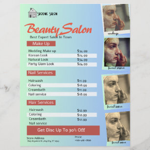 Preisliste für Pastel Green Sky Blue Salon Flyer