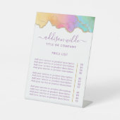 Preisliste für Regenbogen und Gold Sockelschild (Vorderseite)