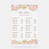 Preisliste für rosafarbenes Marmordesign Acrylschild (Vorderseite)