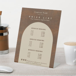 Preisliste für rustikales Vintages Erdreich Sockelschild