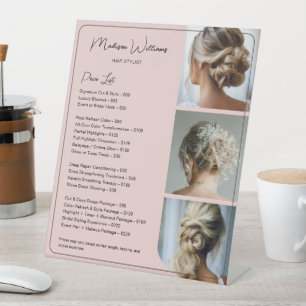 Preisliste für Salon Hair Stylist Pink Services Sockelschild
