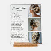 Preisliste für Salon Hair Stylist Services Acrylschild (Vorderseite)