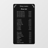 Preisliste für Schwarze Fensterklammern Fensteraufkleber (Blatt)