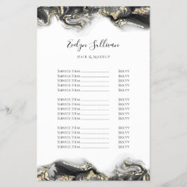 Preisliste für schwarze Marmor-Design Flyer