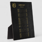 Preisliste für schwarzes Leder im Friseursalon Fotoplatte (Seite)