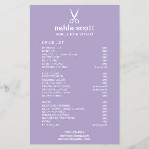 Preisliste für tragbare Haarstyllenscheren Lila Flyer