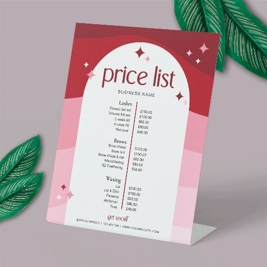 Preisliste für trendrosa Arch Nails Beauty Wellnes Sockelschild