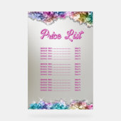 Preisliste für unberechenbare Kristalle Acrylschild (Vorderseite)