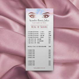 Preisliste für Wasserfarben bei Lashes & Brows Mak Werbekarte