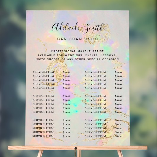 Preisliste für Weißopal Acrylschild (Neutral)