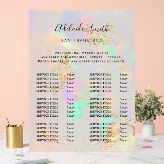 Preisliste für Weißopal Acrylschild (Hochzeit)