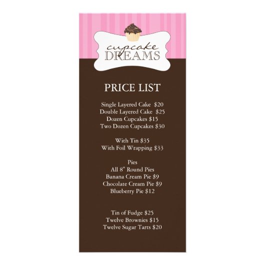 Preisliste für Whimsisches Bäckerei Werbekarte (Vorne)