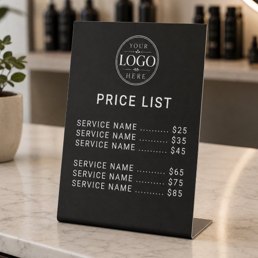 Preisliste Geschäft Firmenlogo Tischschild Sockelschild