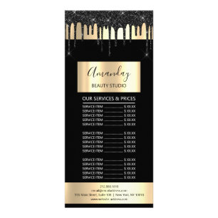 Preisliste Haar Makeup Lash Nail Gold Tropfen Schw Werbekarte