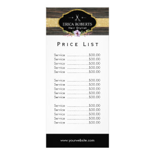 Preisliste Haar Stylist Vintages dunkles Blumenh Werbekarte