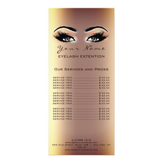 Preisliste Lash Extension Makeust Artist Sepia Gol Werbekarte (Hinten)