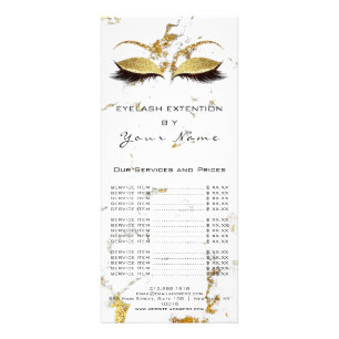Preisliste Lash Extension White Marble Gold Werbekarte