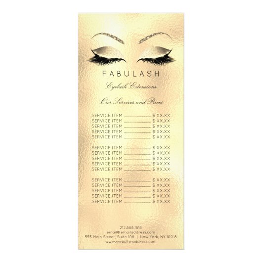 Preisliste Lashes Gold Makeuty Sal Werbekarte (Vorne)