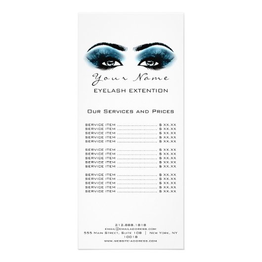 Preisliste Lashes Makeup Artist Blue Werbekarte (Hinten)