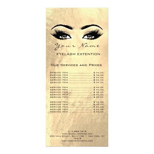 Preisliste Lashes Makeup artist Golden Werbekarte (Vorne)
