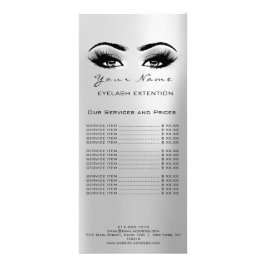 Preisliste Lashes Makeup Artist Gray Werbekarte