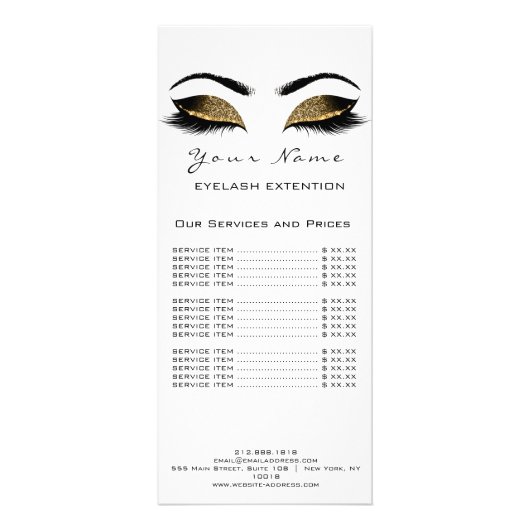 Preisliste Lashes Makeup Artist White Werbekarte (Vorne)