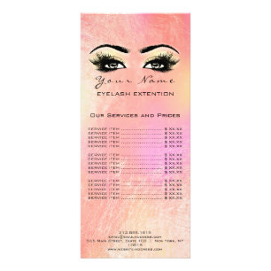 Preisliste Lashes Makeup Rose Gold Peach Werbekarte