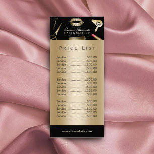 Preisliste Makeup Artist Gold Foil Beauty Salon Werbekarte