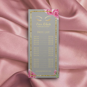 Preisliste Makeup Artist Vintag floral Grau Werbekarte