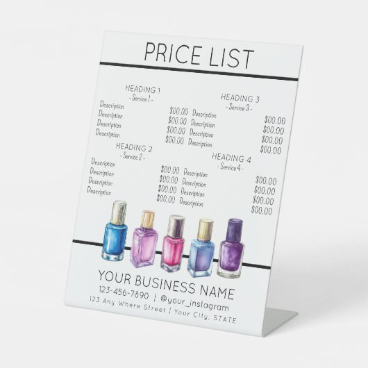 Preisliste Menü Nail salon nailpolis Sockelschild (Vorderseite)