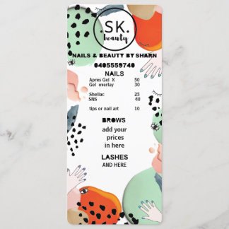 Preisliste Menükarte