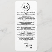 Preisliste Menükarte (Rückseite)