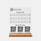 Preisliste mit Geschäftslogo QR-Code-Scan zum Beza Acrylschild (Vorderseite)