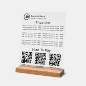 Preisliste mit Geschäftslogo QR-Code-Scan zum Beza Acrylschild (Winkel)