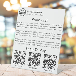Preisliste mit QR-Code-Prüfung für Geschäftslogos  Sockelschild