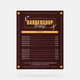 Preisliste moderner Barbershop-Dienstleistungen Acrylschild