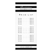 Preisliste | Moderner Schwarz-weißer Streifen Salo Werbekarte (Hinten)