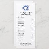 Preisliste oder Dienstleistungskarte für Hundezüch Einladung (Vorne/Hinten)