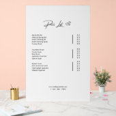 Preisliste - Preisliste für kleine Unternehmen Acrylschild (Hochzeit)