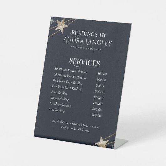 Preisliste Psychisches Medium, Tarot Reader Sockelschild (Vorderseite)