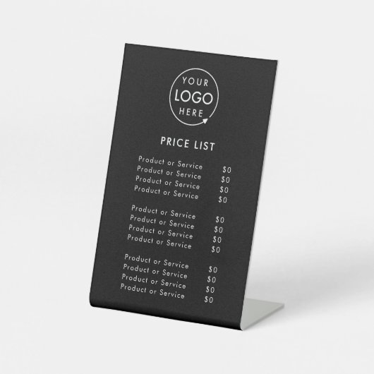 Preisliste | Schwarzes Firmenlogo Modern einfach Sockelschild (Vorderseite)