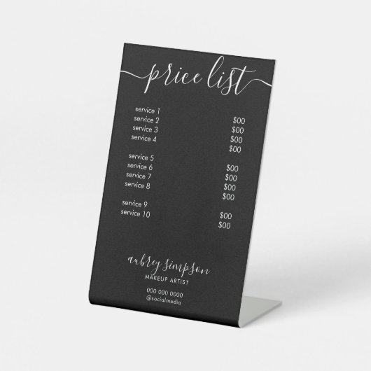 Preisliste Service-Skript Schwarz Sockelschild (Vorderseite)