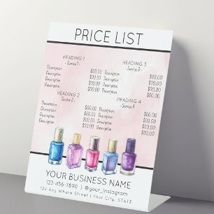 Preisliste Servicemenü Nagelstudio Nagellack Sockelschild