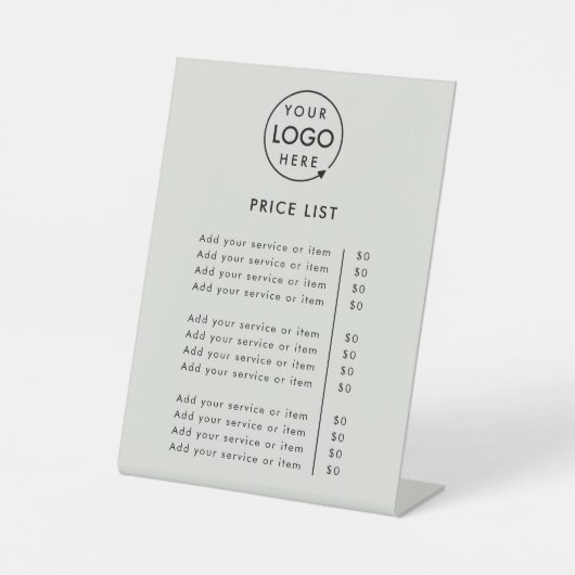 Preisliste | Silbergraue Logos Modernes Beruflich Sockelschild (Vorderseite)
