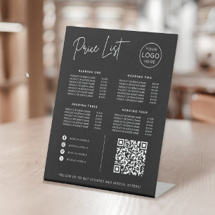 Preisliste Social Media Website QR Code Geschäft Sockelschild