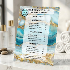 Preisliste Teal Gold Geode Marmor Sockelschild