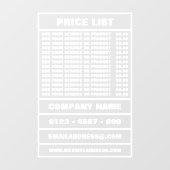 Preisliste und Informationen Fensteraufkleber (Blatt)