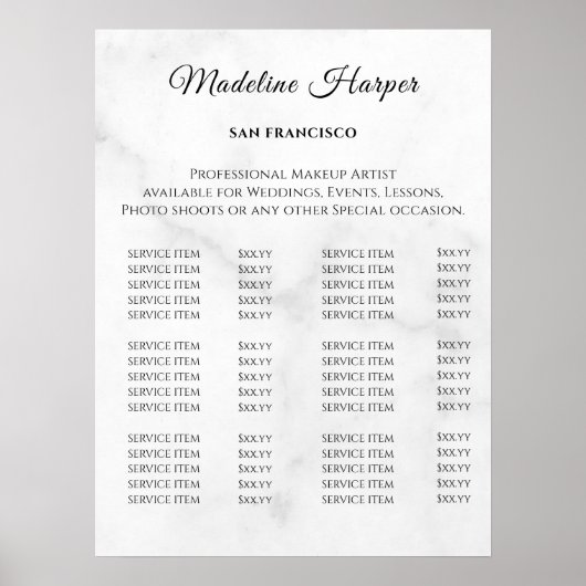 Preisliste Vintage Beauty Salon Poster (Vorne)